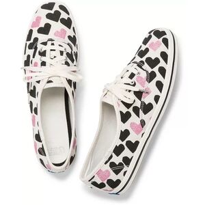 Keds for Kate Spade New York Champion Pink Glitter & Black Heart Sneakers 7.5